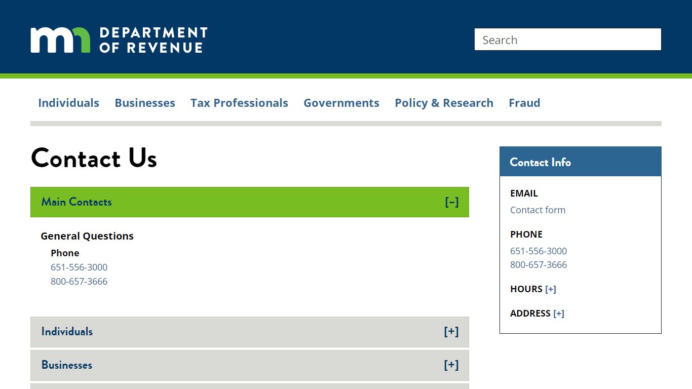 Contact Us | Minnesota Department of Revenue